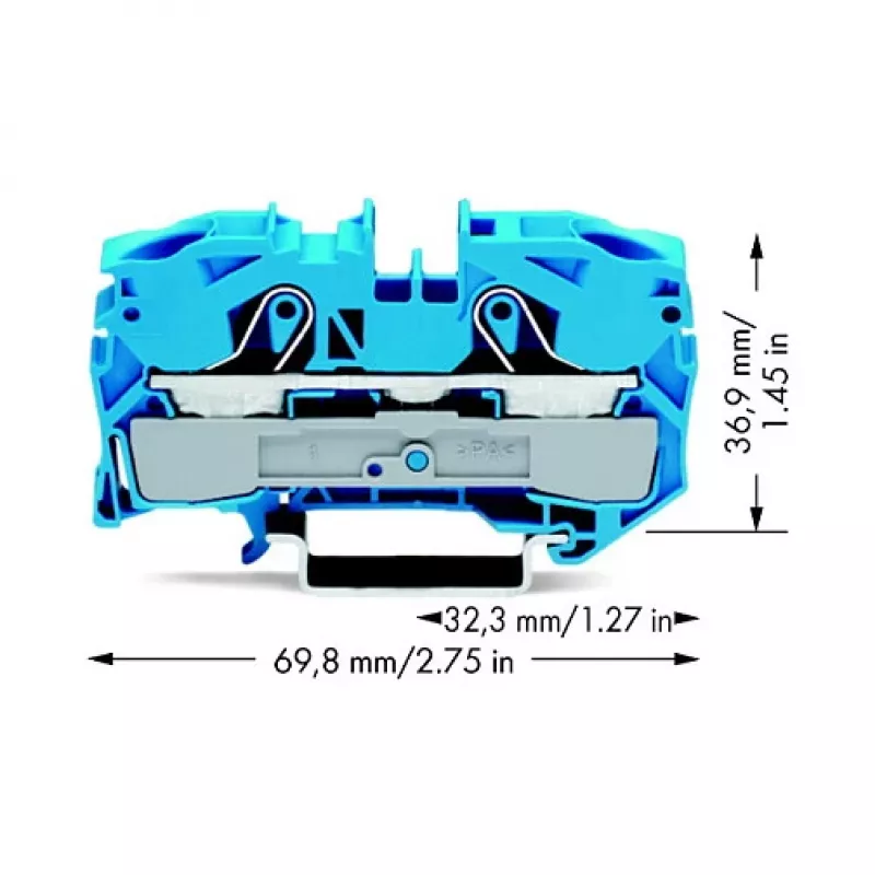 WAGO 2016-1204 Terminal de passagem de 2 condutores, 16 mm², 800 V