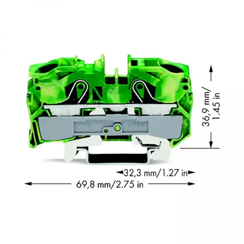 WAGO 2016-1207 Terminal de terra de 2 condutores, 16 mm²
