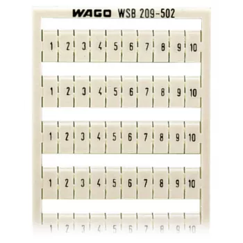 WAGO 209-502 tiras de marcação - branco - grelha de 5 mm - 10 marcadores