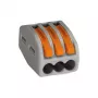 WAGO 222-413 conector de derivação de alavanca de 3 condutores, 32 A, 400 V, cinzento/laranja