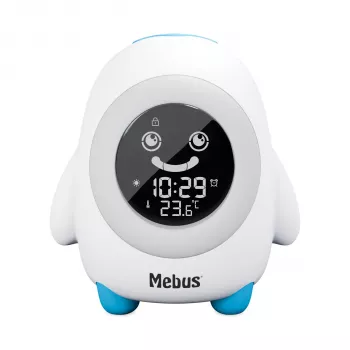 MEBUS 27340 Despertador para criança com treinador de sono, branco/azul