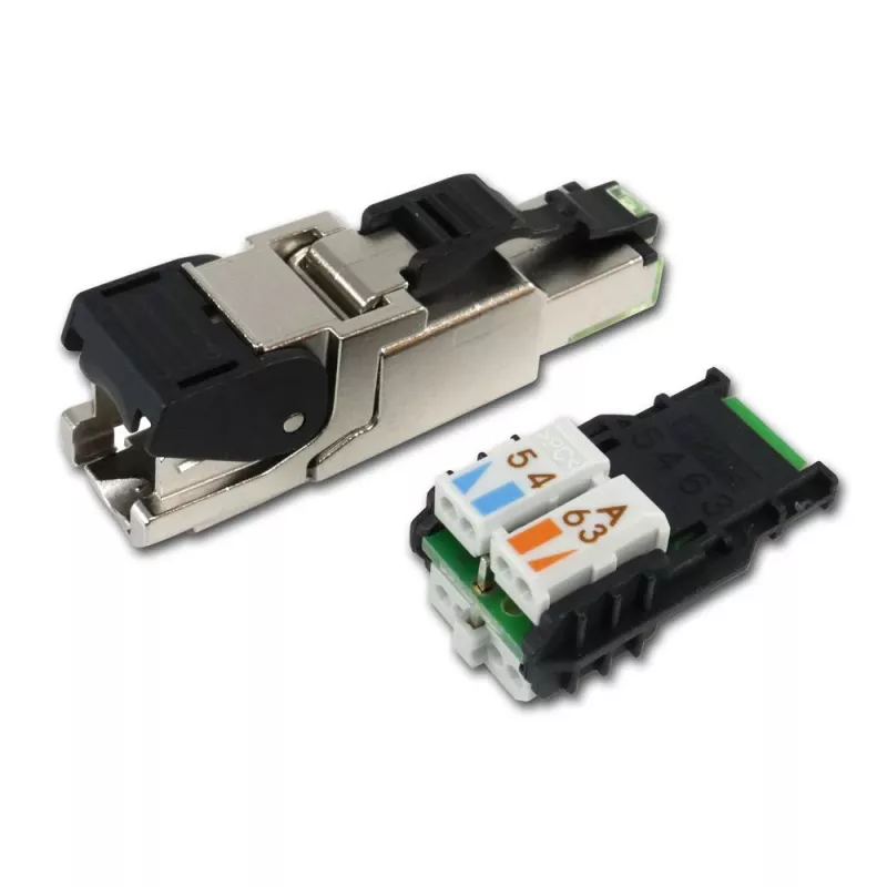Ficha RJ45 Telegärtner MFP8 Cat.6a (Deep), T568A com tampa antipoeira pré-montada, caixa robusta de zinco fundido - 1 unidade (J00026A2004)