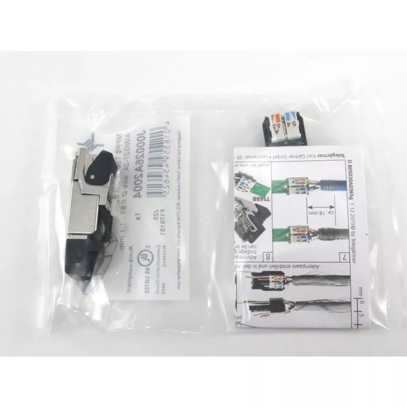 Ficha RJ45 Telegärtner MFP8 Cat.6a (Deep), T568A com tampa antipoeira pré-montada, caixa robusta de zinco fundido - 1 unidade (J00026A2004)