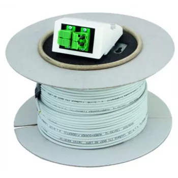 Cabo de patch de fibra ótica Telegärtner H02082A0004 LC duplex para LC duplex multimodo OM4 4 fibras 100 m aqua LSZH