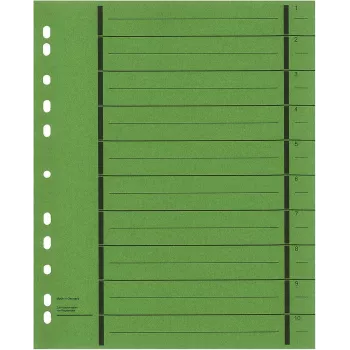 WEKRE 50 Folhas separadoras verde A4 4 furos 160 g/m² cartão
