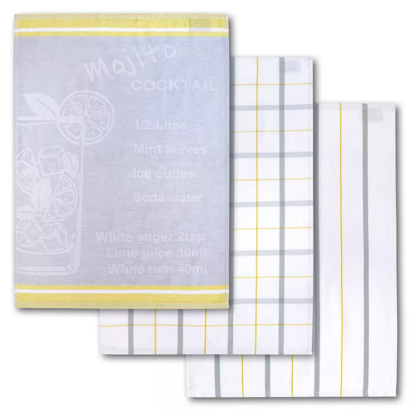 Dyckhoff Mojito Cocktail Checkered conjunto de panos de cozinha de 3 peças 50x70 cm