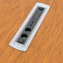 Kindermann CablePort Turn caixa de embutir para mesa com 2 tomadas Schuko, 2 RJ45 CAT6, 2 HDMI, 1 USB-A 3.0, rotação de 360°, prateado/preto