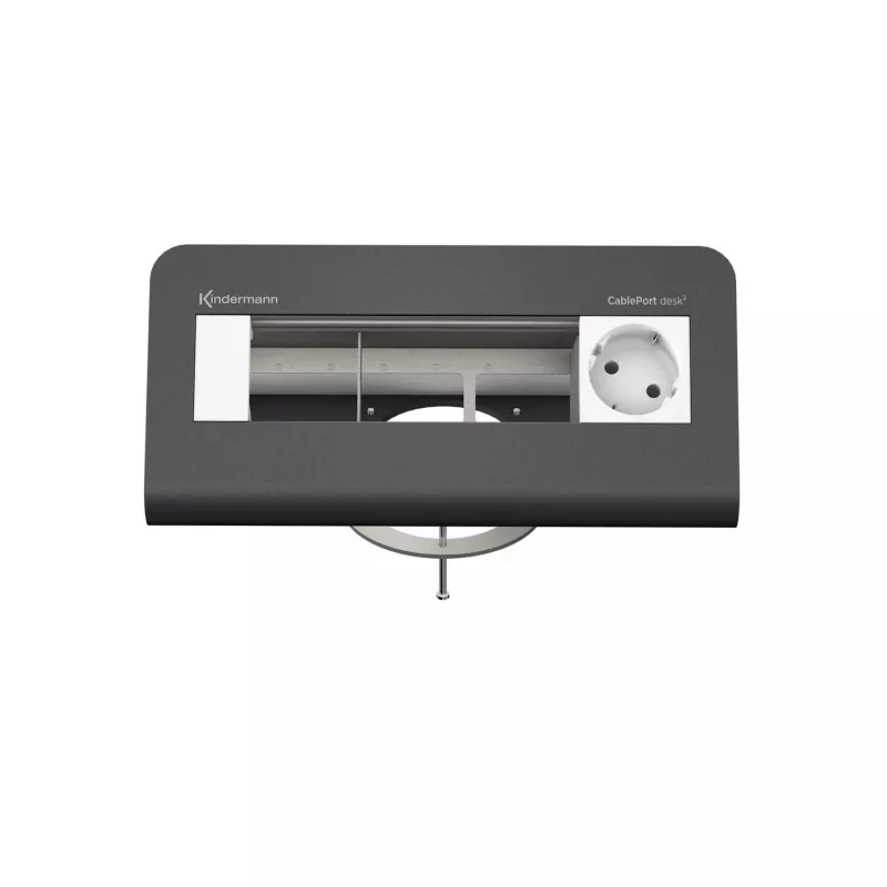 Kindermann CablePort desk 80 módulo de alimentação de secretária de 4 posições, preto