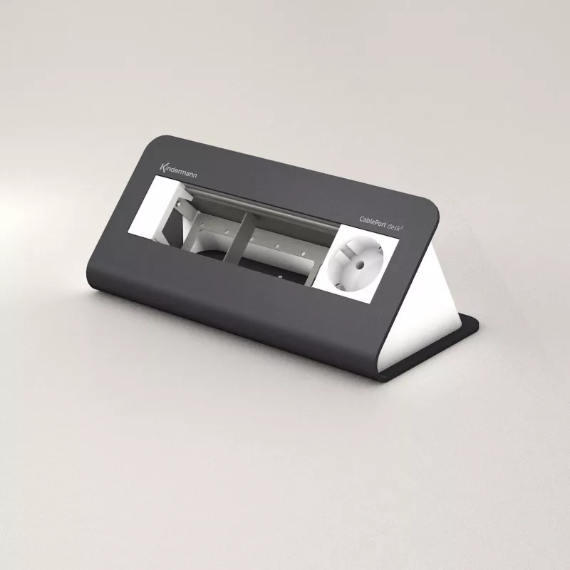 Kindermann CablePort desk 80 módulo de alimentação de secretária de 4 posições, preto
