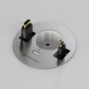 Kindermann CablePort table³ caixa de ligação de mesa para montagem embutida, prateado