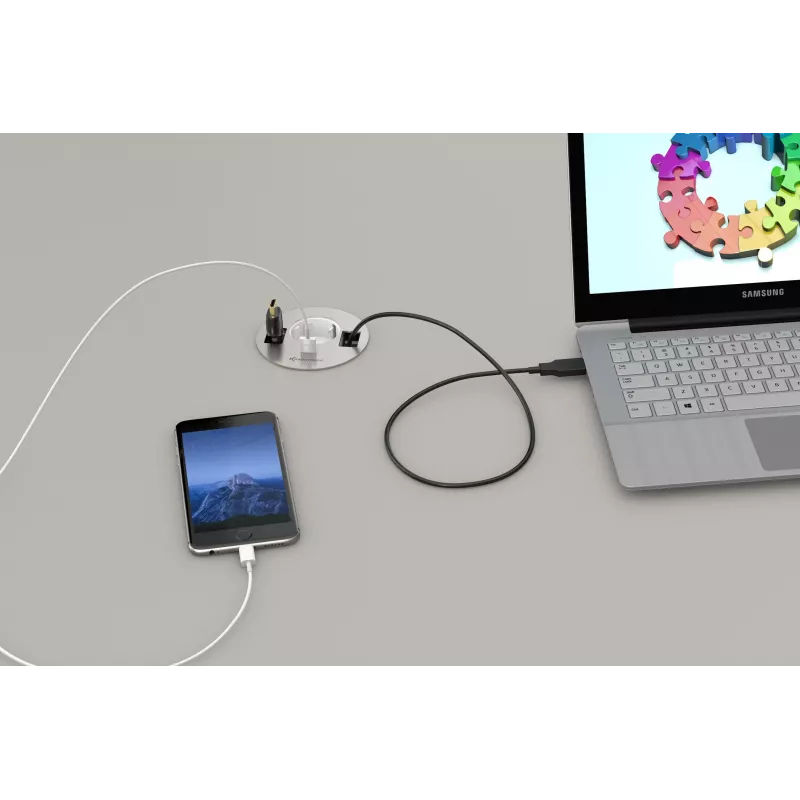 Kindermann CablePort table³ caixa de ligação de mesa para montagem embutida, prateado