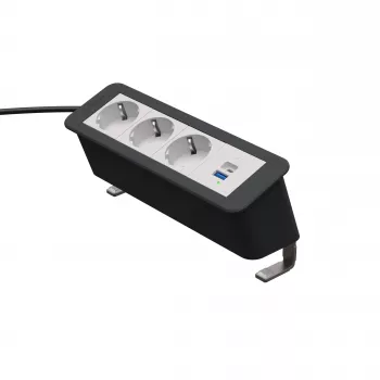 Kindermann CP Office Desk módulo de alimentação 4 vias 3x Schuko 1x USB-A (7550000223)