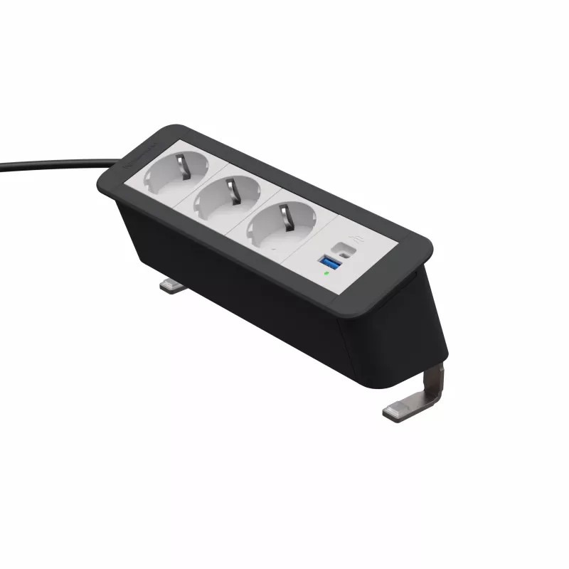 Kindermann CP Office Desk módulo de alimentação 4 vias 3x Schuko 1x USB-A (7550000223)