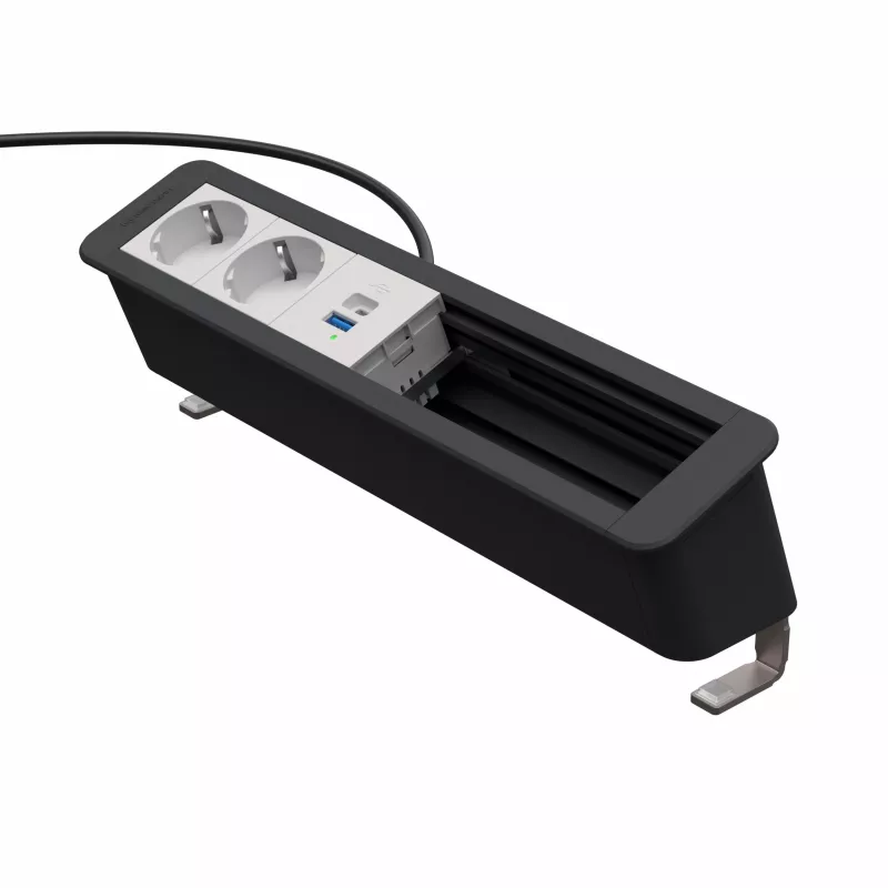 Kindermann CP Office Desk 6-Fold 2x Schuko 1x USB A/C hub de ligação de secretária