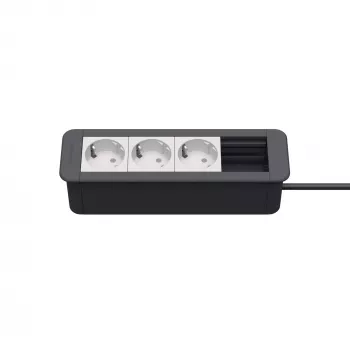 Kindermann CP Office Frame de 4 posições 3 x tomada hub de conectividade de secretária prateado