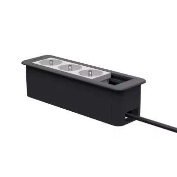 Kindermann CP Office Frame de 4 posições 3 x tomada hub de conectividade de secretária prateado