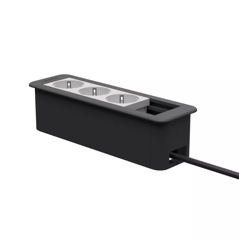 Kindermann CP Office Frame de 4 posições 3 x tomada hub de conectividade de secretária prateado