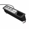 Unidade de alimentação e conectividade Kindermann CP Office Desk, 6 slots, 3x tomadas Schuko, 1x USB-C PD 60W, cabo de 3m, prateada