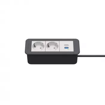 Kindermann CP Office Frame 3 tomadas 2x tomada Schuko 1x carregador USB (7551000122)