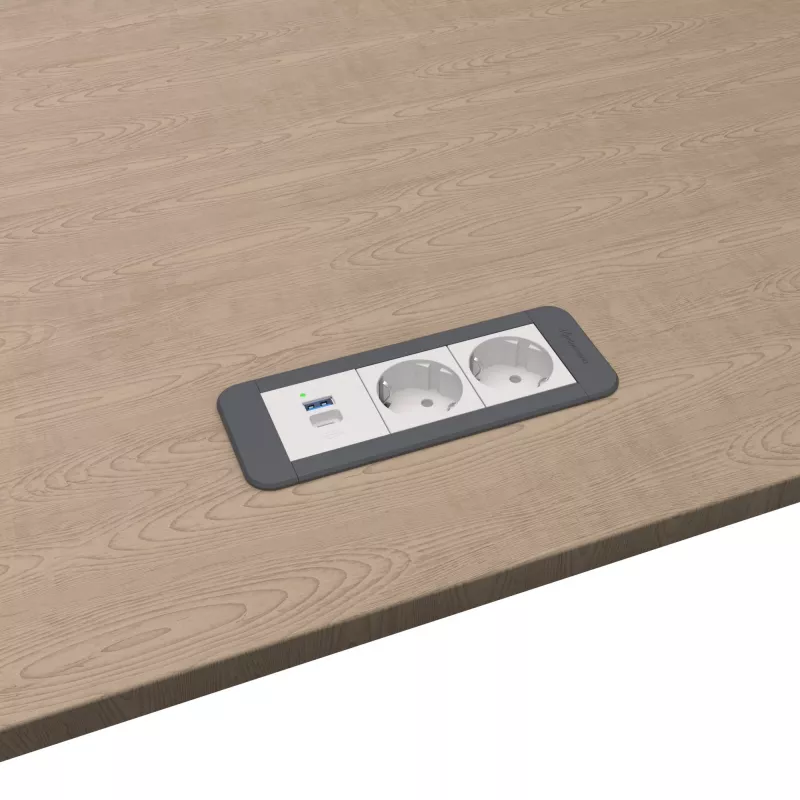 Kindermann CP Office Frame 3 tomadas 2x tomada Schuko 1x carregador USB (7551000122)