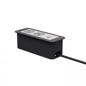 Kindermann CP Office Frame de 3 posições 2x Schuko 1x USB-C PD módulo de ligação de mesa
