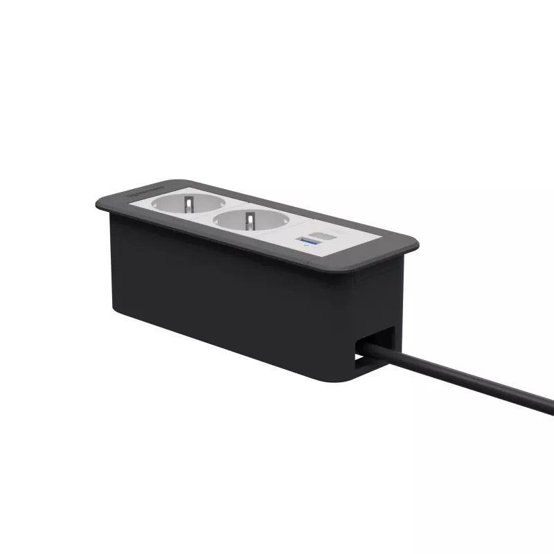 Kindermann CP Office Frame de 3 posições 2x Schuko 1x USB-C PD módulo de ligação de mesa