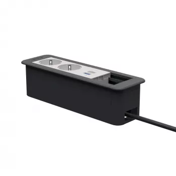 Kindermann CP Office Frame de 4 posições 2x Schuko 1x USB-C PD módulo de alimentação e dados para mesa