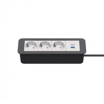 Kindermann CP Office Frame de 4 posições 3x Schuko 1x USB-C PD módulo de ligação de mesa