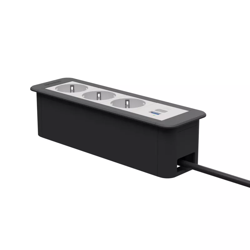 Kindermann CP Office Frame de 4 posições 3x Schuko 1x USB-C PD módulo de ligação de mesa