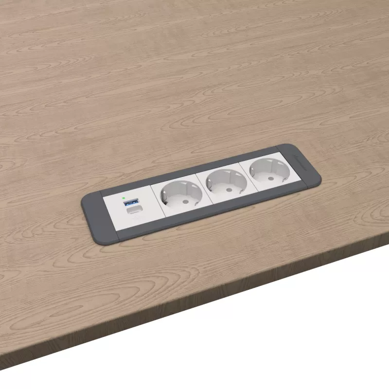 Kindermann CP Office Frame de 4 posições 3x Schuko 1x USB-C PD módulo de ligação de mesa