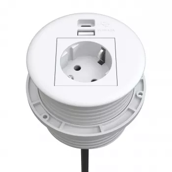 Kindermann CablePort Table White (STS-R90-2 branco) - painel de ligação de mesa com 2x tomadas Schuko
