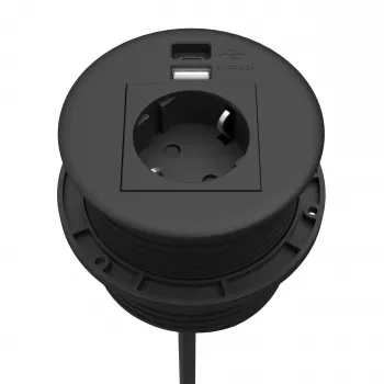 Kindermann CablePort secretária preto (STS-R90-2 blac) - caixa de painel de ligação de secretária