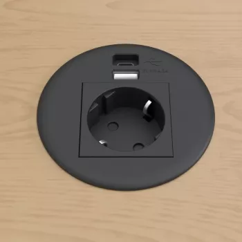 Kindermann CablePort secretária preto (STS-R90-2 blac) - caixa de painel de ligação de secretária