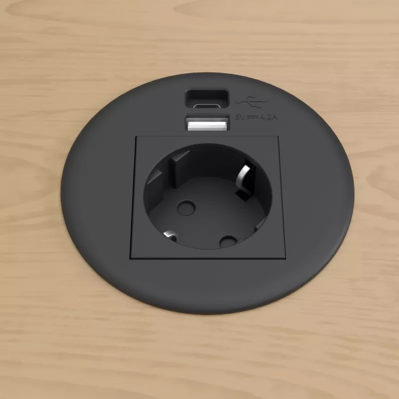 Kindermann CablePort secretária preto (STS-R90-2 blac) - caixa de painel de ligação de secretária