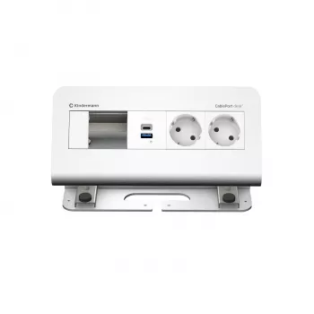 Kindermann CablePort desk de 4 posições 2x corrente 2x USB módulo de ligação de mesa, alumínio
