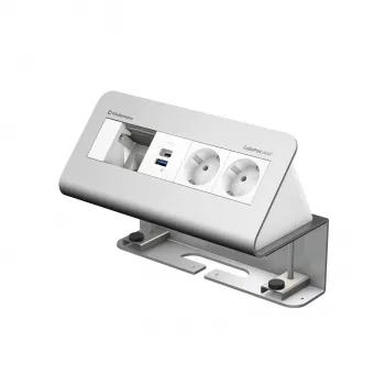 Kindermann CablePort desk de 4 posições 2x corrente 2x USB módulo de ligação de mesa, alumínio