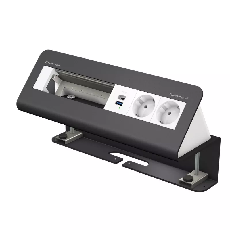 Módulo de fixação de secretária Kindermann CablePort desk² 6 tomadas 2x tomada USB