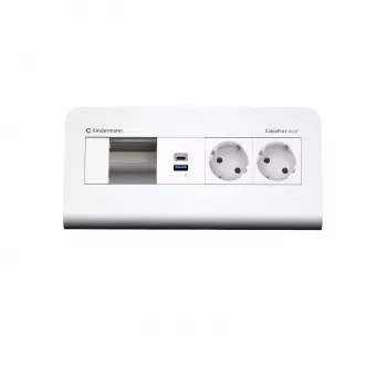 Kindermann CP desk 80 4 ranhuras 2x corrente USB painel de ligação de secretária