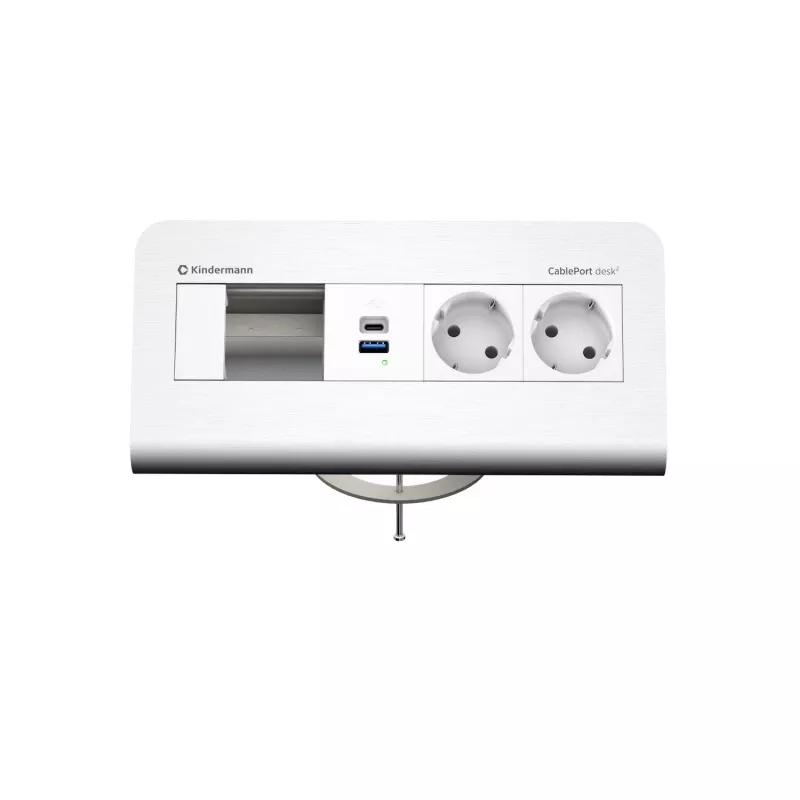 Kindermann CP desk 80 4 ranhuras 2x corrente USB painel de ligação de secretária