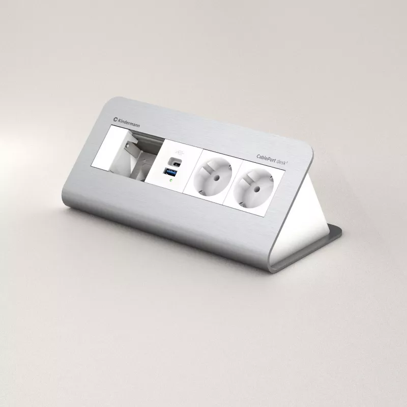 Kindermann CP desk 80 4 ranhuras 2x corrente USB painel de ligação de secretária