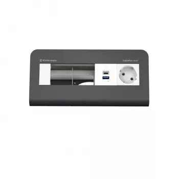 Painel de ligação de secretária Kindermann CP desk² 80 4 tomadas com 1x corrente e 1x USB-A, prateado/preto