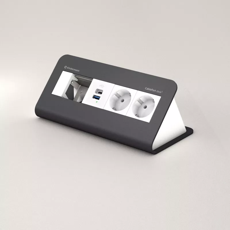 Kindermann CP desk 80 de 4 posições 2x corrente USB (7430001372)