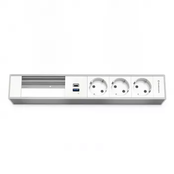 Suporte de módulos Kindermann 6 tomadas com 3 tomadas e função de carregamento USB (7449001333)