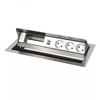 Painel de ligação de secretária Kindermann CP Standard² VA 6 tomadas 3x tomada, 1x USB