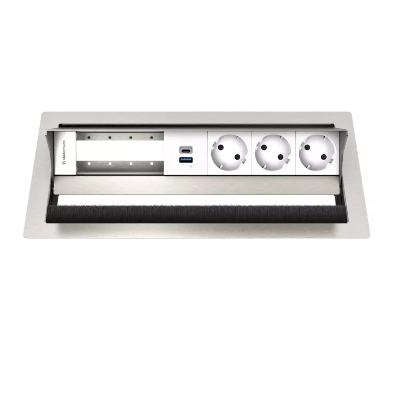 Painel de ligação de secretária Kindermann CP Standard² VA 6 tomadas 3x tomada, 1x USB