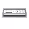 Painel de ligação de secretária Kindermann CP Standard² 6 tomadas com 3x corrente e 1x função de carregamento USB-A, prateado