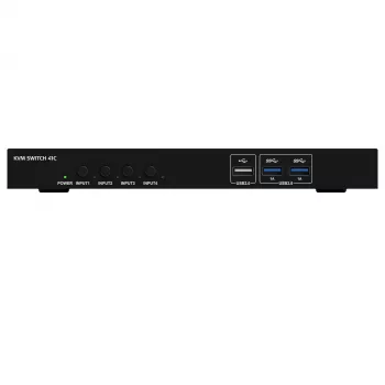 KVM Switch Kindermann 41C - KVM Switch digital de 4 portas com DVI-D, USB, áudio, emulação EDID