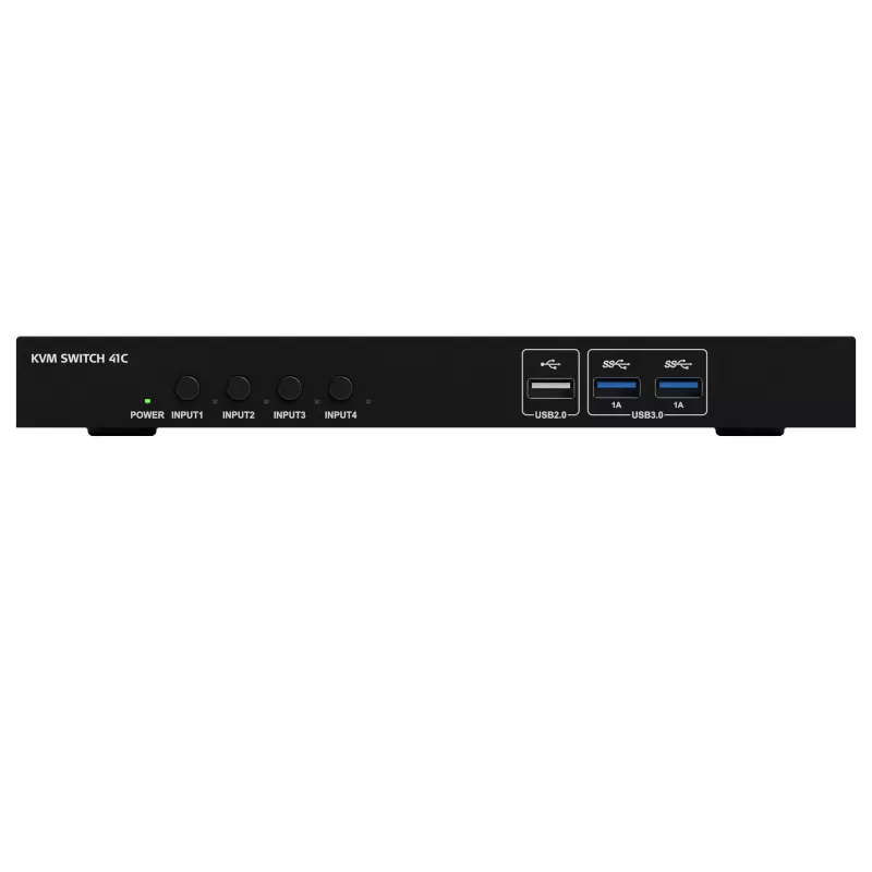 KVM Switch Kindermann 41C - KVM Switch digital de 4 portas com DVI-D, USB, áudio, emulação EDID