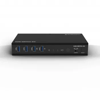 KVM Switch Kindermann 21C - KVM Switch DVI-I de 2 portas com áudio e hub USB