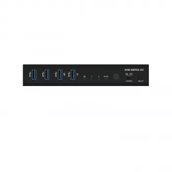 KVM Switch Kindermann 21C - KVM Switch DVI-I de 2 portas com áudio e hub USB
